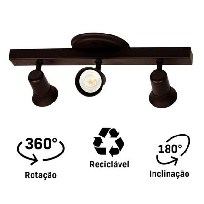 Imagem de Trilho 3 Spots Dicroica Canopla Com 3 Lâmpadas GU10 Avant