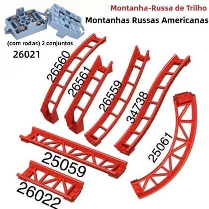 Imagem de Trilho De Montanha-Russa Curvo E Reto Para Blocos De Construção Compatível Com 25061 26559 26560