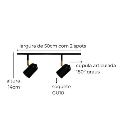 Imagem de Trilho de Teto Ewa com 50cm e 2 Spots direcionáveis