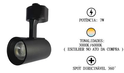 Imagem de Trilho Eletrificado 1 Metro Preto Com 4 Spots Led 7W 6000K