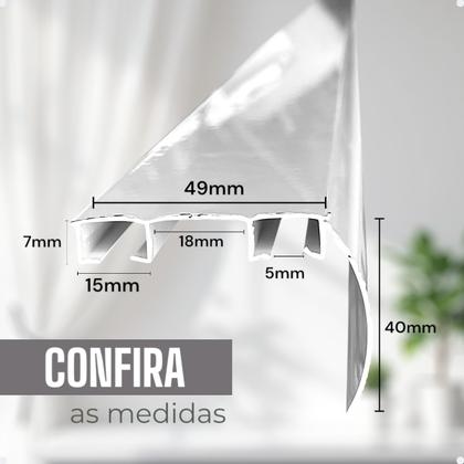 Imagem de Trilho Suiço Max Duplo C/ Bandô Cortina Wave Parede Deslizante Rodízio Kit 1,0/1,10/1,20/1,50/2,0m