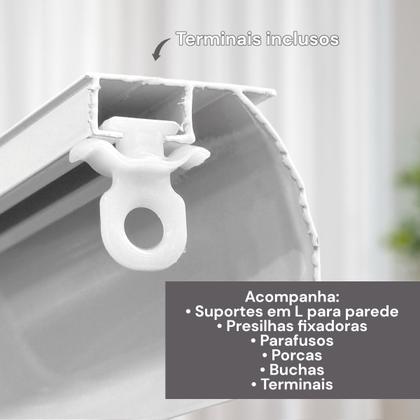 Imagem de Trilho Suiço Max Simples Com Bandô Cortina Wave Parede Deslizante Rodízio Kit 1,0. 1,10 . 1,20 . 1,50. 2,0m