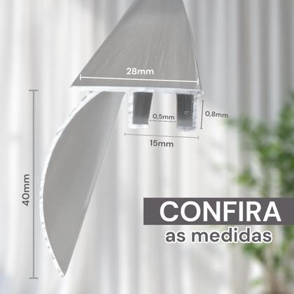 Imagem de Trilho Suiço Max Simples Com Bandô Cortina Wave Parede Deslizante Rodízio Kit 1,0. 1,10 . 1,20 . 1,50. 2,0m