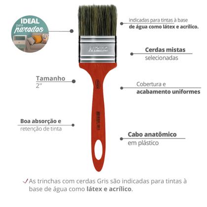 Imagem de Trincha / Pincel Para Látex / Acrílica Gris De Tamanho 2" Vermelho Durín