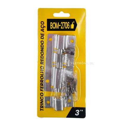 Imagem de Trinco Ferrolho Redondo 70mm x 35mm Aço Inoxidável, Durável e Resistente BOM2706