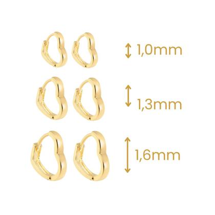 Imagem de Trio Argola clicker coração lisa banhada ouro 18k delicada