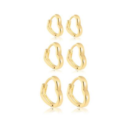 Imagem de Trio Argola clicker coração lisa banhada ouro 18k delicada