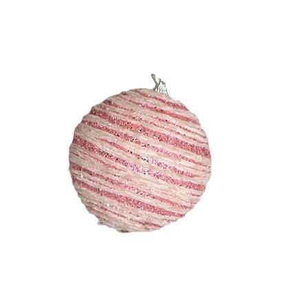 Imagem de Trio Bola de Natal Rosa e Branca Decorada com Brilho 10cm