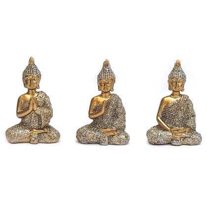 Imagem de Trio buda decorativo Enfeite Resina  Meditando kit com 3 modelo a escolher Budismo Sabedoria Monge Hindu  Sábio Bebê B98