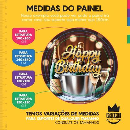 Imagem de Trio Capa Cilindro+Painel Redondo 3D Happy Birthday 1,50M