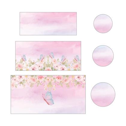 Imagem de Trio Capa Cilindro + Painel Redondo Borboleta Rosa