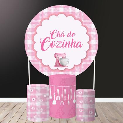 Imagem de Trio Capa Cilindro + Painel Redondo Cha De Cozinha Mod 2