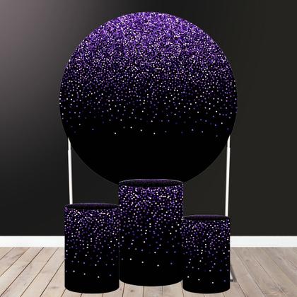 Imagem de Trio Capa Cilindro + Painel Redondo Glitter Roxo