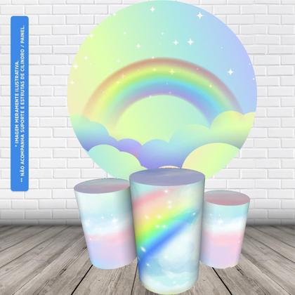 Imagem de Trio Capas Cilindro+painel Redondo 1,50m Arco Íris