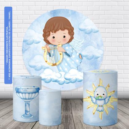 Imagem de Trio Capas Cilindro + Painel Redondo 1,50m Batizado