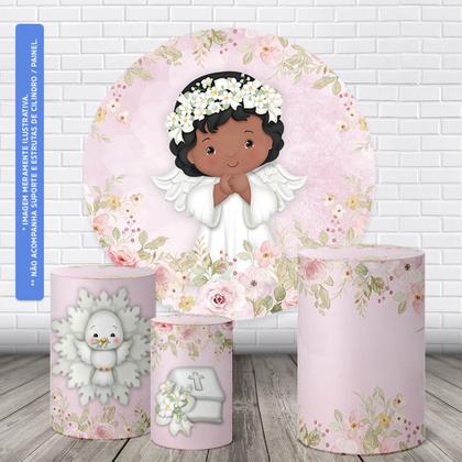 Imagem de Trio Capas Cilindro + Painel Redondo 1,50m Batizado