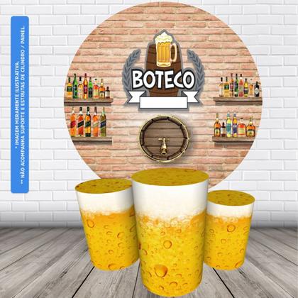 Imagem de Trio Capas Cilindro + Painel Redondo 1,50m Boteco