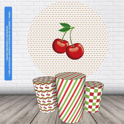 Imagem de Trio Capas Cilindro + Painel Redondo 1,50m Cerejinha