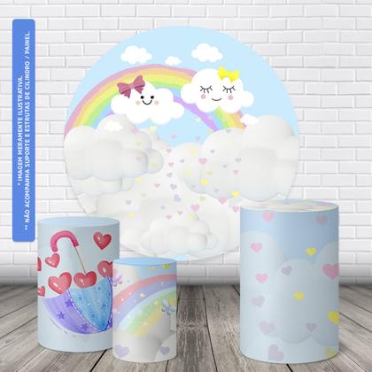 Imagem de Trio Capas Cilindro + Painel Redondo 1,50m Chuva De Benção