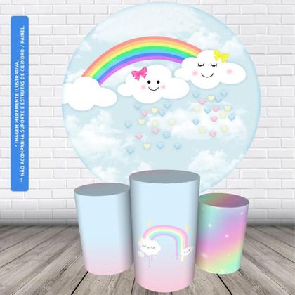 Imagem de Trio Capas Cilindro + Painel Redondo 1,50m Chuva De Benção