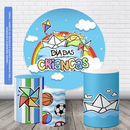 Imagem de Trio Capas Cilindro + Painel Redondo 1,50m Dia das Crianças