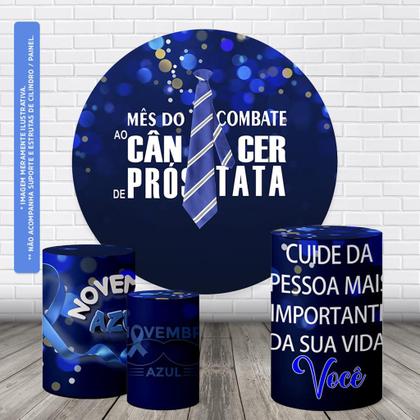 Imagem de Trio Capas Cilindro + Painel Redondo 1,50m Novembro Azul