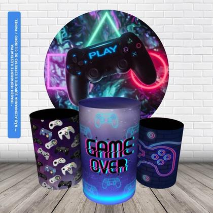 Imagem de Trio Capas Cilindro + Painel Redondo 1,50m Vídeo Game