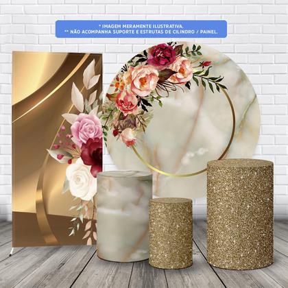 Imagem de Trio Capas Cilindro + Painel Redondo + Lateral Flores