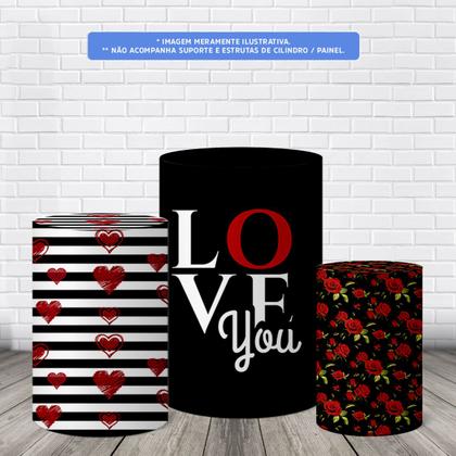 Imagem de Trio Capas De Cilindro C/ Elástico Dia Dos Namorados