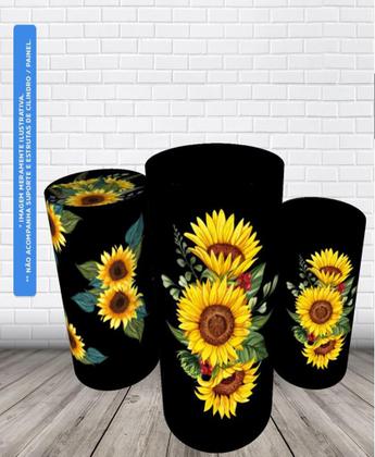 Imagem de Trio Capas De Cilindro Veste Fácil C/ Elástico Girassol