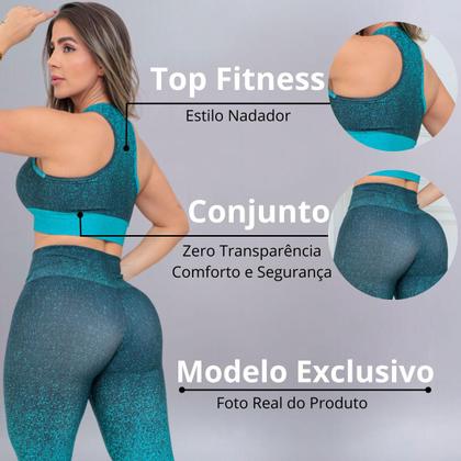 Imagem de Trio Conjunto Legging Top e Casaco Bomber Roupa de Academia Fitness