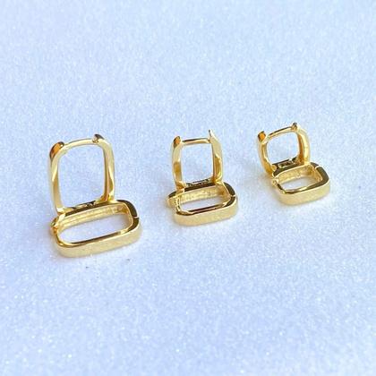Imagem de Trio De Argolas Retangular Banhada a Ouro 18 K