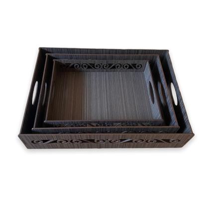 Imagem de Trio de Bandeja Arabesco Cantinho do Café Madeira MDF Decorada