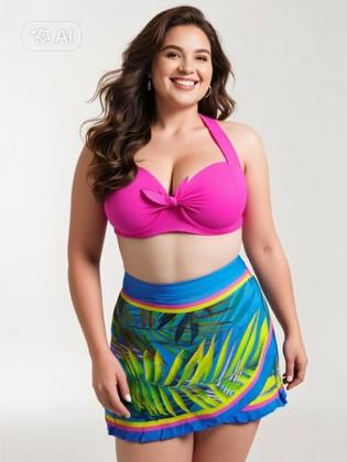 Imagem de Trio De Biquini Plus Size Bojo Sustentação Saida Praia