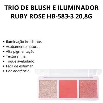Imagem de Trio de blush e iluminador - ruby rose