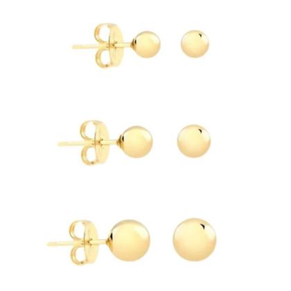 Imagem de Trio de brincos Bolinha antialérgico Banhada Dourado 3 pares