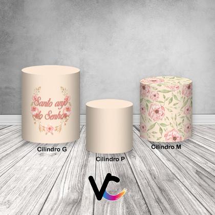 Imagem de Trio De Capa Cilindro - Batizado Floral Menina Delicado 005