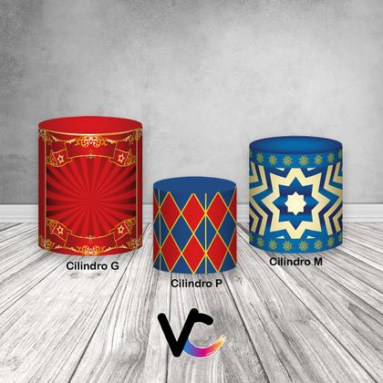 Imagem de Trio De Capa Cilindro - Circo Clássico Azul e Vermelho 009