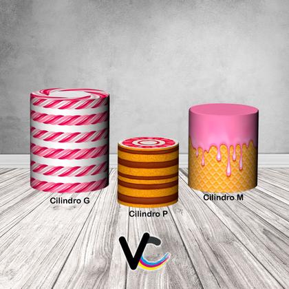 Imagem de Trio De Capa Cilindro - Confeitaria Doces Rosa 016