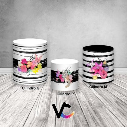 Imagem de Trio De Capa Cilindro  - Dia das Mulheres Floral Listrado 026