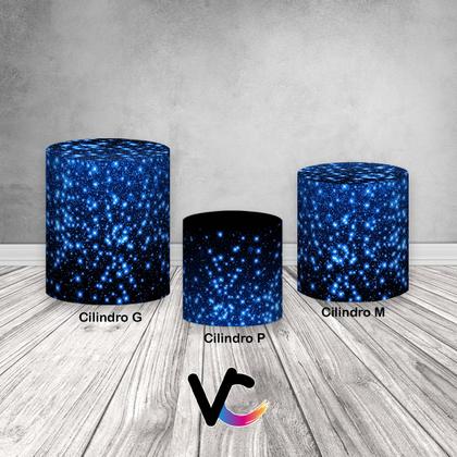 Imagem de Trio De Capa Cilindro - Efeito Glitter Azul Fundo Preto 033