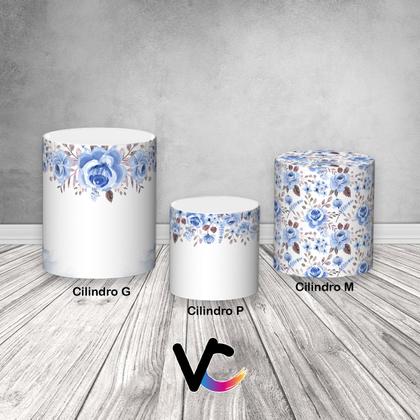 Imagem de Trio De Capa Cilindro - Floral Azul Religioso Deus Está no Controle 035