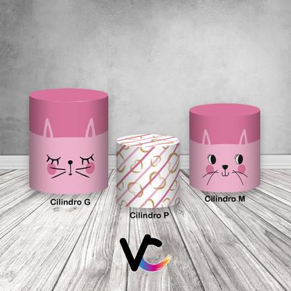 Imagem de Trio De Capa Cilindro - Gatinha Coração Rosa 005