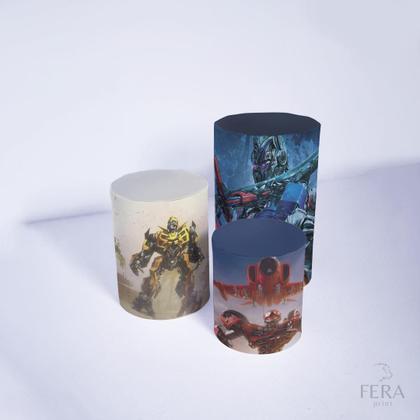 Imagem de Trio de Capa Cilindro para Festa Infantil Veste Fácil C/elástico Transformers