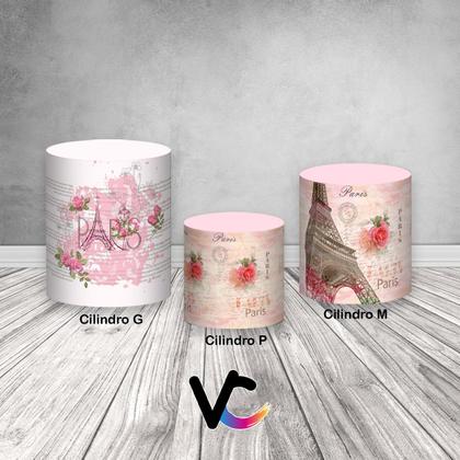 Imagem de Trio De Capa Cilindro - Paris Torre Eiffel Floral 002