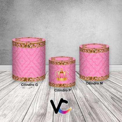 Imagem de Trio De Capa Cilindro - Realeza Capitone Rosa Coroa 002