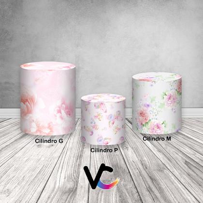 Imagem de Trio de Capas de Cilindro - Borboleta Floral Rosa e Lilás 026