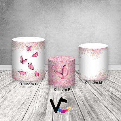 Imagem de Trio de Capas de Cilindro - Borboleta Rosa Suave Floral 023