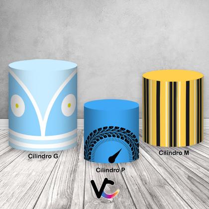 Imagem de Trio de Capas de Cilindro - Carro Azul E Amarelo 025