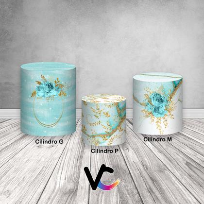 Imagem de Trio de Capas de Cilindro - Efeito Mármore com Flores 060